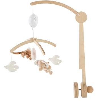 NOUKIE'S - Mobile Musical Bois Pastel Bali, Moka & Snow - Mobile Berceau, Lit à Barreaux, Lit Parapluie, Parc - Jeu Eveil