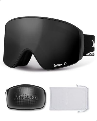 JetBlaze Skibrille Herren Damen OTG Skibrille mit Wechselglas für Brillenträger Schneebrille Anti Nebel Snowboardbrille Ski Goggles für Skifahren Kompatibler Helm Zylindrisch Verspiegelt Silber Linse
