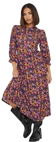 PixieGirl Petite Purple Floral Print Midi Dress Petite