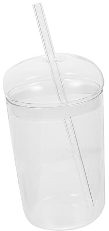 PRETYZOOM Vaso De Vidrio con Pajita Y Tapa En Forma De Cúpula A Prueba De Fugas Botella De Agua De Vidrio Vaso De Café con Pajita Juego De Vasos para Bebidas con Pajita