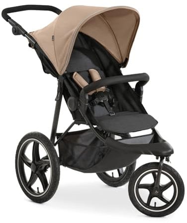hauck Runner 2, Mocha - Robust All Terrain Pushchair with Raincover, XL Pneumatic Air Wheels, UPF 50+, Reclining Backrest from Birth up to 22 kg, Height-Adjustable Handle, XL Mesh Window