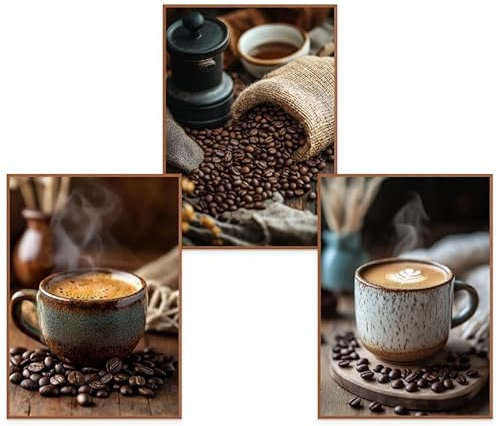 GrowArt - einzigartiges 3er-Poster-Set mit Kaffeemotiv im A3-Format ohne Rahmen | hochwertiger Fotodruck | außergewöhnliche Wanddekoration für Kaffeeliebhaber |