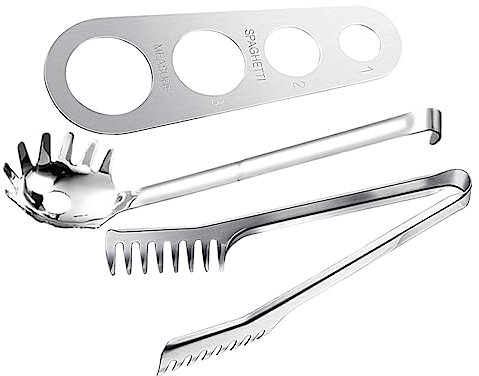 UTHCLO Spaghetti Messwerkzeug Satz Edelstahl Spaghettilöffel Nudelzange Pasta Messlineal Kochhilfe Für Präzise Portionskontrolle in Küche