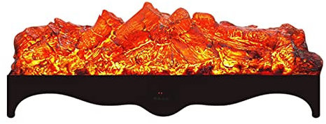 Chimeneas , Rejilla for chimenea Leños eléctricos for chimenea Calentador de leña con inserto for chimenea de 35,4 pulgadas con base retro negra de cuatro esquinas Cama de carbón realista Cama de ascu