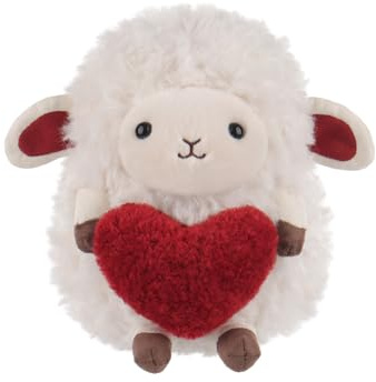 Apricot Lamb Liebe Lamm mit Herz Schaf Plüschtiere für Kinder, weiche niedliche Kuscheltier für Baby Mädchen und Jungen, Flauschige Lamm mit Herz Weiß 16 cm