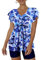 ECUPPER Womens Tankini Swim Dress with Sleeves Modest Two Piece Swimsuits Tummy Control Bathing Suit Floral Printed Swim Tops and Shorts Blue Flower 3XL