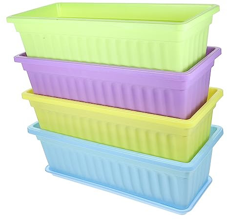 Supvox 4sätze Blumen Topf Rechteckig Pflanzgefäß Für Draußen Haus Garten Balkon Pflanzen Blumen Gemüse Sukkulenten Kaktus Kräuter Anbau Blumentopfschalen Pflanzentopf Blumentopf Pflanzent