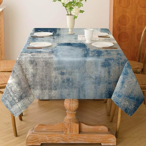 Tischdecke 100x140 cm Marineblau Modern Kunst Gemälde Tischdecke Abwaschbar Klein Rechteck Tablecloth Dekoration Aesthetic Tischdecken für Herbst Party Hochzeiten Feiertage Geburtstag