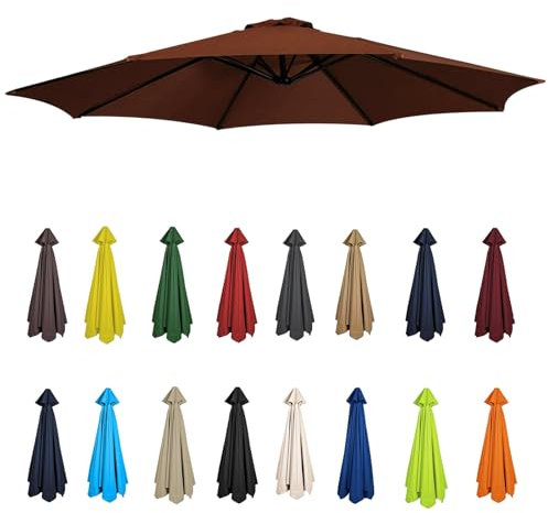 2m-3.5m Replacement Parasol Canopy, Umbrella Replacement Fabric, Garden Umbrella Replacement Cover, Outdoor Replacement Fabric, 6/8 Arms, replacement parasol fabric cover for Garden Umbrella(Brown,8ri