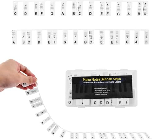 Piano Keyboard Note Learning Labels, Pianos Keys Silikon Aufkleber abnehmbar und schneidbar für 88 Tasten Piano Noten und Tasten Guide(black white)