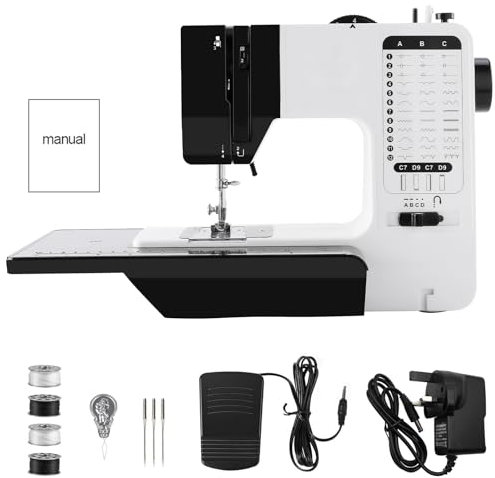 LetCart Sewing Machine, 38-Stitch Double Needle Sewing Machine Compact Lightweight Electric Sewing Kit with Foot Pedal, Electric Manual Drive Speed Control for Beginner Home DIY, Fabric Repair