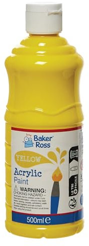 Baker Ross FN508 Yellow Acrylic Paint 500ml - Pack of 1, Paint for Arts and Crafts, Kids Paint