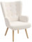 HOMCOM Fauteuil de Salon en Tissu Bouclette, Fauteuil Moderne, capitonné et rembourré avec Pieds en Bois, accoudoirs et Dossier Ergonomique, pour Salle à Manger, Salon, Chambre, Bureau, Beige