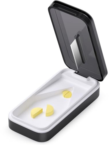 BUG HULL Pill Cutter with Removable Silicone Pad, Pill Cutter for Small Pills, Tablet Cutter for Pills, Pill Splitter with Stainless Steel Blade-Dark Gray