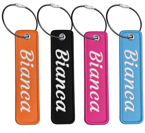 Personalisierter bestickter Gepäckanhänger - Individueller Namensanhänger für Koffer, Rucksäcke & Reisetaschen - Doppelseitig mit Stahlöse (Für Kinder/Erwachsene)