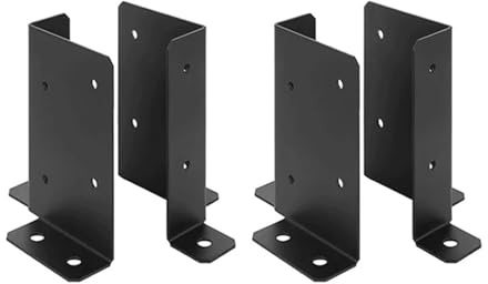 4 Stück Holzzaunpfosten-Basishalterung, verstellbar, passend for 2 x, 6 Pfosten – for Pergola- und Briefkastenanwendungen für Terrassengeländer
