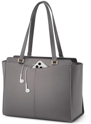 RAINSMORE Handtasche Damen Groß Shopper Tasche Damen Wasserdichte Laptoptasche 14 Zoll PU Leder Tote Bag mit Reißverschluss Innentasche Arbeitstasche Schultertaschen Henkeltasche