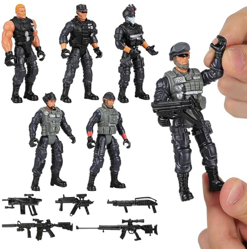Gatuida 6 Stück Plastiksoldaten Spielset mit Beweglichen Militärfiguren Glatte Oberfläche Interaktives Lernspielzeug für Eltern
