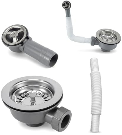 Kitchen Sink Waste Kit - 114mm Stainless Steel Kitchen Sink Strainer, Sink Overflow Pipe, Round Overflow, Thickened Sink Overflow Kit for Home Hotel Shopping Mall Sinks