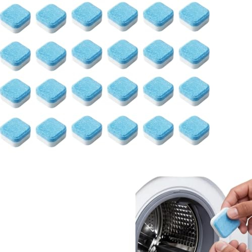 Nettoyant Machine à Laver 24 Pastilles, Nettoyage Lave-Linge pour Éliminer Dépôts, Odeurs et Résidus, Entretien du Tambour et des Conduits, Nettoyant pour Machine à Laver
