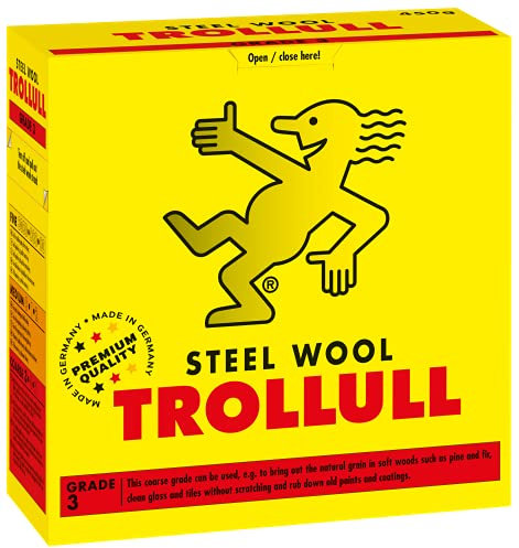 TROLLULL Steel Wool | Wire Wool 450g coarse 3 enhances the natural grain of wood, cleans glass, roughens old varnish or paint