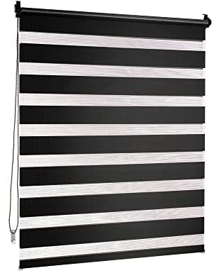Victoria M. Doppelrollo Klemmfix ohne Bohren, 115 x 150cm (BxH) Schwarz, Rollo Fensterrollo lichtdurchlässig & verdunkelnd，Duo-Rollo Klemmmontage Zebrarollo für Fenster & Türen
