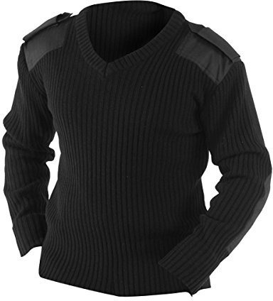 Yoko - Jersey diseño de Trabajo con Cuello en Pico Modelo NATO para Hombre Caballero (Mediana (M)) (Negro)