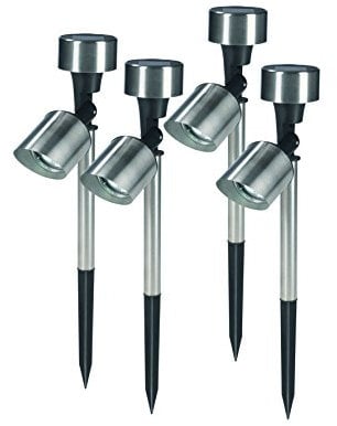 Solar-Strahler | Edelstahl | 4er-Set | Kabellos | Gartenleuchten | Außenbeleuchtung