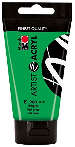 Marabu 12200002960 - Artist Acryl lichtgrün 75 ml, feine Acrylfarbe in Künstlerqualität, auf Wasserbasis, pastose Konsistenz, hoch pigmentiert, sehr gute Brillanz und Deckkraft