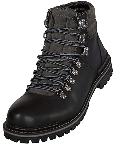 Nebulus Herren Winterstiefel HIKING, warme Stiefel mit Merinowolle, Lederstiefel, Wanderschuhe, schwarz - 44
