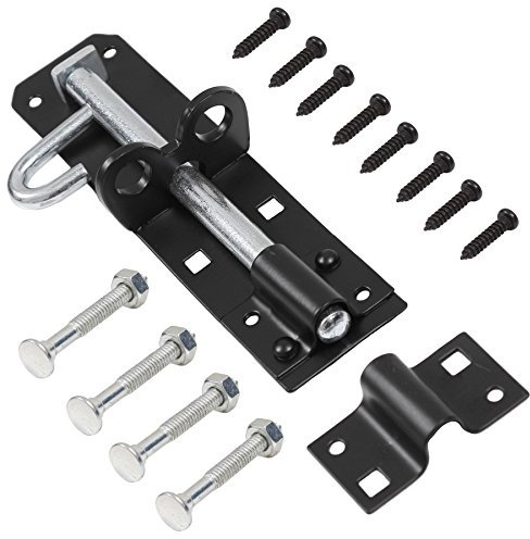 Heavy Duty Black Padlock Bolt Lock - Shed/Door/Gate Padbolt - Garden Catch/Latch