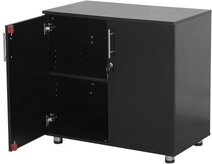 MMT Furniture Designs - Armario de oficina con 2 puertas y cerradura (73 cm de altura), color negro
