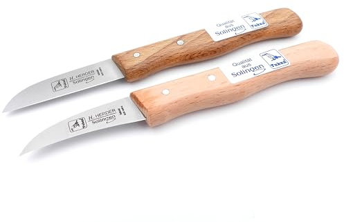 H. Herder 2 Solingen Küchenmesser/Schälmesser 16/15,5 cm Gußstahl nicht rostfrei Buche Solinger-SET
