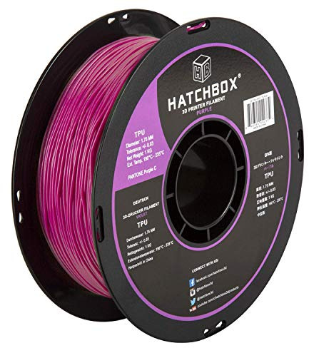HATCHBOX TPU 3D Printer Filament, Dimensional Accuracy +/- 0.03mm, 1kg Spule, 1.75mm, Shore 95A, Lila