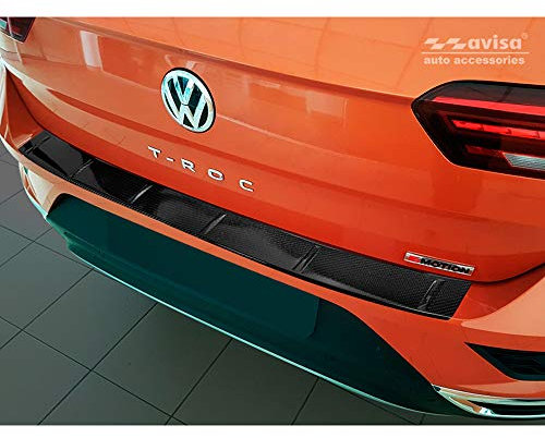 Avisa Echtes 3D Karbon Heckstoßstangenschutz kompatibel mit Volkswagen T-Roc 2017-2022 & Facelift 2022- inkl. Cabrio