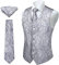 Enlision Herren Paisley Blumenhochzeit Jacquard Weste & Krawatte und Pocket Square Weste Anzug Set Grau