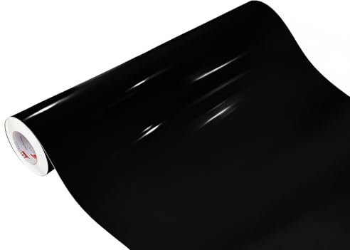 DecoMeister Möbelfolie selbstklebend 100x100 cm | Einfarbig Klebefolie für Möbel | Klebefolie Möbel - einfache Anwendung, ideal für die Renovierung von Küche oder Bad | Möbelfolie | Schwarz Hochglanz