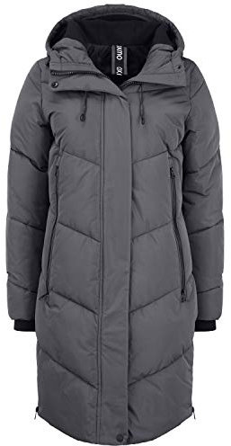 OXMO OXJuna Damen Wintermantel Parka Mantel mit Kapuze Gummizug Reißverschlusstaschen Seiten-Reißverschlüsse Regular fit, Größe:M, Farbe:Iron Gate (193910)