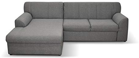 DOMO. collection Ecksofa Topper, Sofa in L-Form mit Schlaffunktion, moderne Couch, kleine Polsterecke, Schlafsofa, 245 x 155 x 78 cm (BxTxH), grau