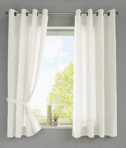Gardinenbox 2er Set Vorhänge Schal Ösen »Berlin« HxB 145x140 cm Creme Blickdicht Microsatin Lichtdurchlässig Uni Matt, 20405N2