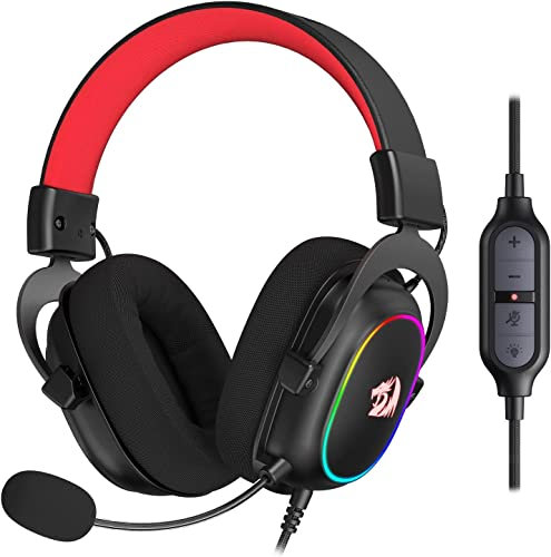 Redragon H510 Zeus-X RGB Auriculares para Juegos con Cable - Sonido Envolvente 7.1 - Controladores de Audio de 53 mm Almohadillas de Espuma viscoelástica - Auriculares multiplataforma