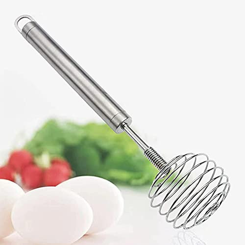 Fouet à oeufs en acier inoxydable, batteur à oeufs à ressort en acier inoxydable, fouet batteur à oeufs manuel fouet agitateur à main fouet batteur à oeufs cuisine crème portable mélangeur à café
