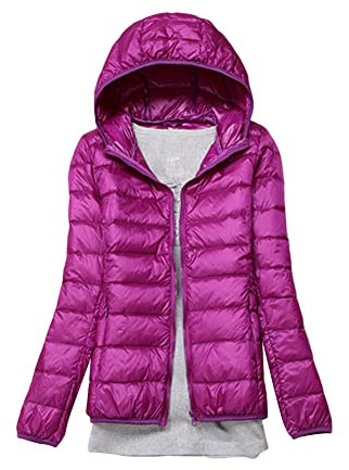 DAIHAN Piumino Leggero Ripiegabile Giacca con Cappuccio Antivento Giubbotto Corto Slim Fit Giacca Imbottita Trapuntata Ultraleggero Giacca da Montagna Caldo Mezza Stagione Donna,Fucsia,4XL