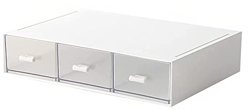 Desktop Organizer-Stackable Organizer Drawers, Plastic Drawers Organizer Perfect for Collection Small Item/Cosmetic Office Organization - 3 drawers (White)
