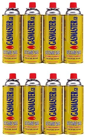 BUTANE GAS BOTTLES CANISTERS FOR PORTABLE STOVES TORCHES COOKERS GRILL HEATERS CHEF WAND 227g cans (8)