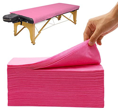 RNGWAPER 100PCS Einweg Bettlaken, Einweg Massagetisch Bettlaken, Einweg Hygiene Auflage Einweg Spannlaken für Massageliegen SPA Krankenhäuser Schönheit - 80 x 180cm (rosa)