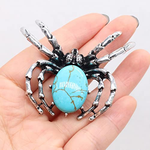 KhuWan Naturstein Spinnenbrosche Lapislazuli Abalone Shell Cabochon Perlenanhänger Damen Herren Schmuckherstellung