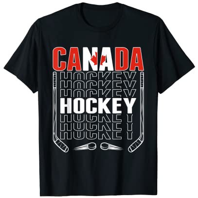 Canada Ice Hockey Fans Jersey Kanadische Flagge Hockeyschläger T-Shirt
