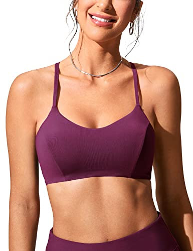 CRZ YOGA Women's Costume da Bagno con Lacci Incrociati Bikini Top Swim Reggiseno Sportivo Fucsia 46