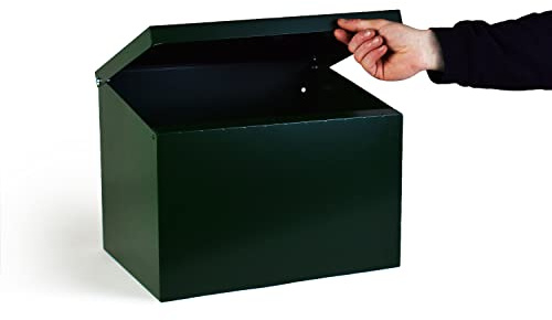 Indoor Outdoors Metal Parcel Delivery Box - Waterproof and Secure Container, Courier Package, Postbox, Drop Box Deliveries - British Steel (Green, Without Lock)